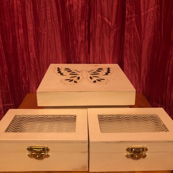 Other - Large and Small Wooden Craft Latching Storage Boxes